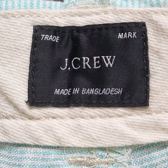 J Crew Linen Shorts Men’s 35 Green White Striped 9”‎ Inseam Casual Lightweight - Picture 5 of 7